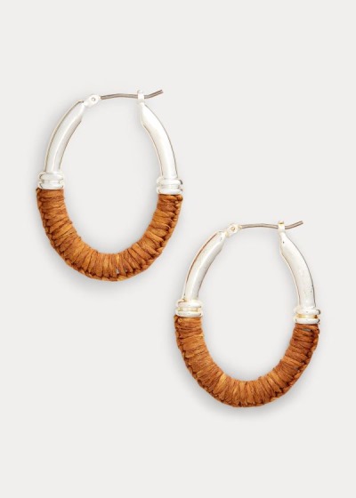 Pendientes Ralph Lauren Mujer Plateados - Raffia Hoop - LXZPF1928